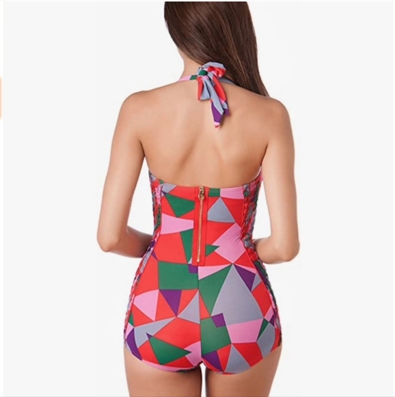 Marc By Marc Jacobs One-Piece Retro Maillot Halter Swimsuit Hourglass Large - Picture 3 of 15